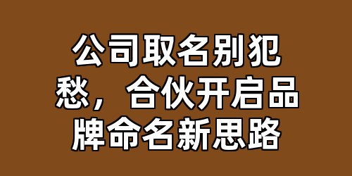 公司取名别犯愁，合伙开启品牌命名新思路