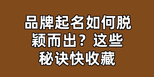 品牌起名如何脱颖而出？这些秘诀快收藏