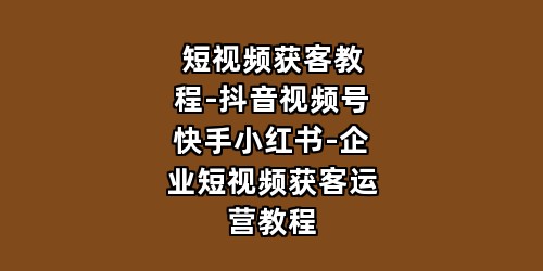 短视频获客教程-抖音视频号快手小红书-企业短视频获客运营教程