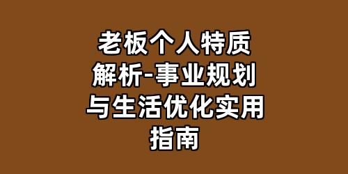 老板个人特质解析-事业规划与生活优化实用指南